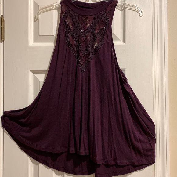 Express Tops - Express cut sparkle front swing tank.